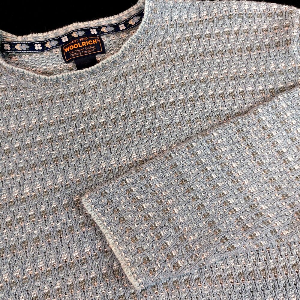 VTG Woolrich Arctic Scoop Neck Knit Sweater Women's XL Blue Gray Long Sleeve